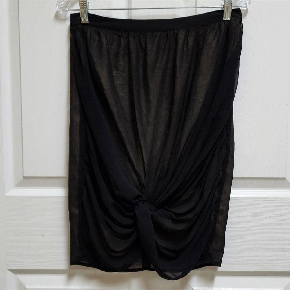 Silence + Noise Skirt Womens 8 Black Chiffon Knotted Front Lined Zip Goth CLub